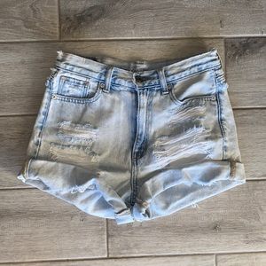 American eagle highwaisted distressed mom jean shorts